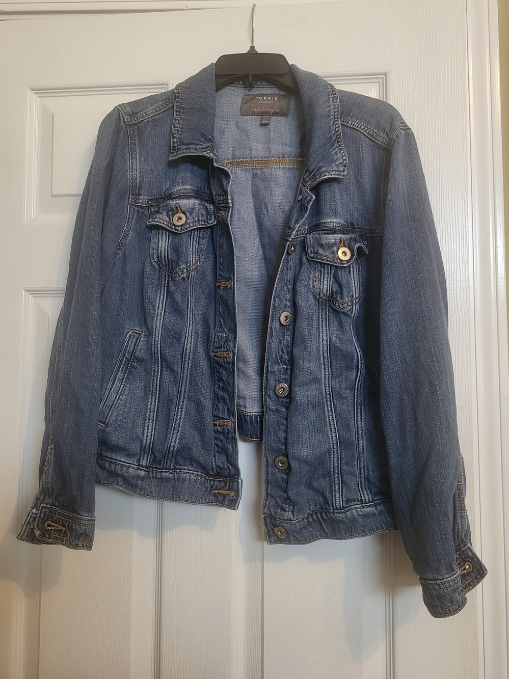 Torrid Blue Washed Denim Jacket with Button Front